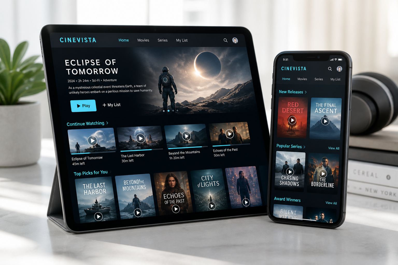 Custom video streaming application with content discovery adaptive playback watchlists subscriptions and secure payments
