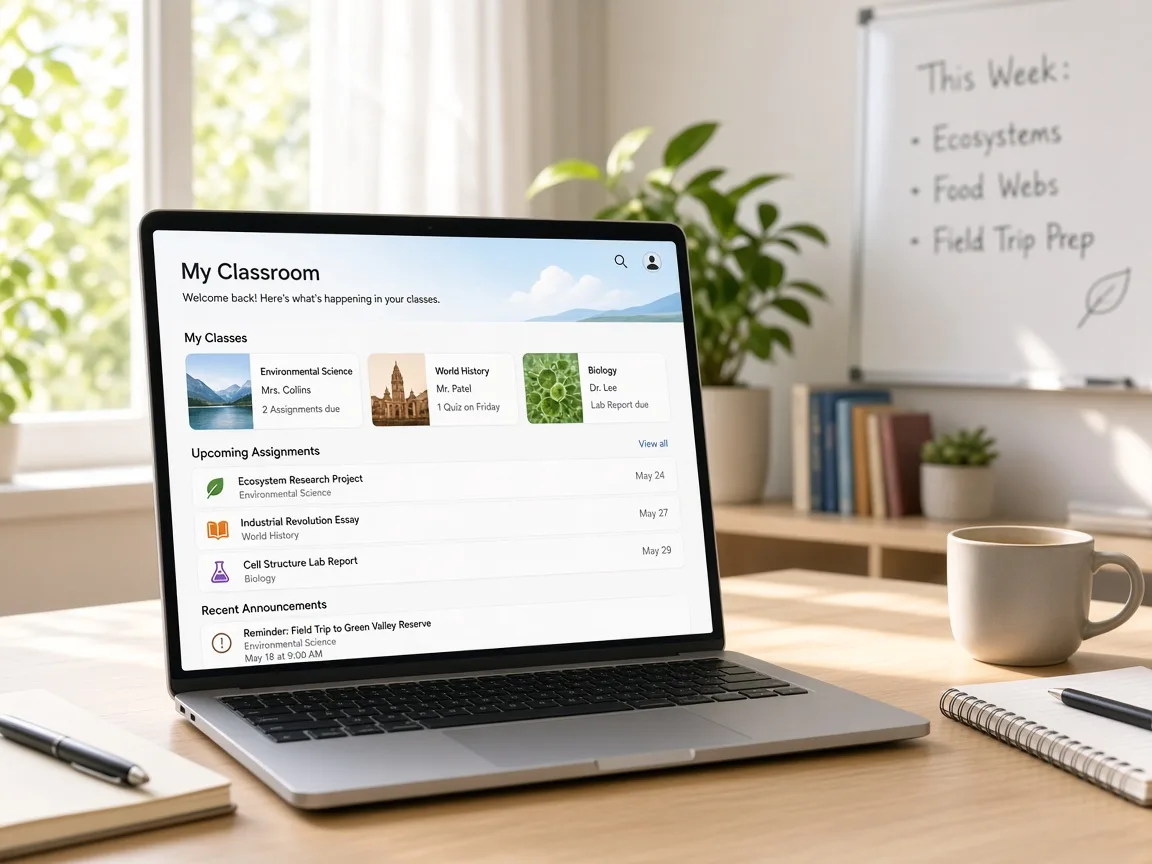 Google Classroom Inspired Platform virtual classroom software app preview