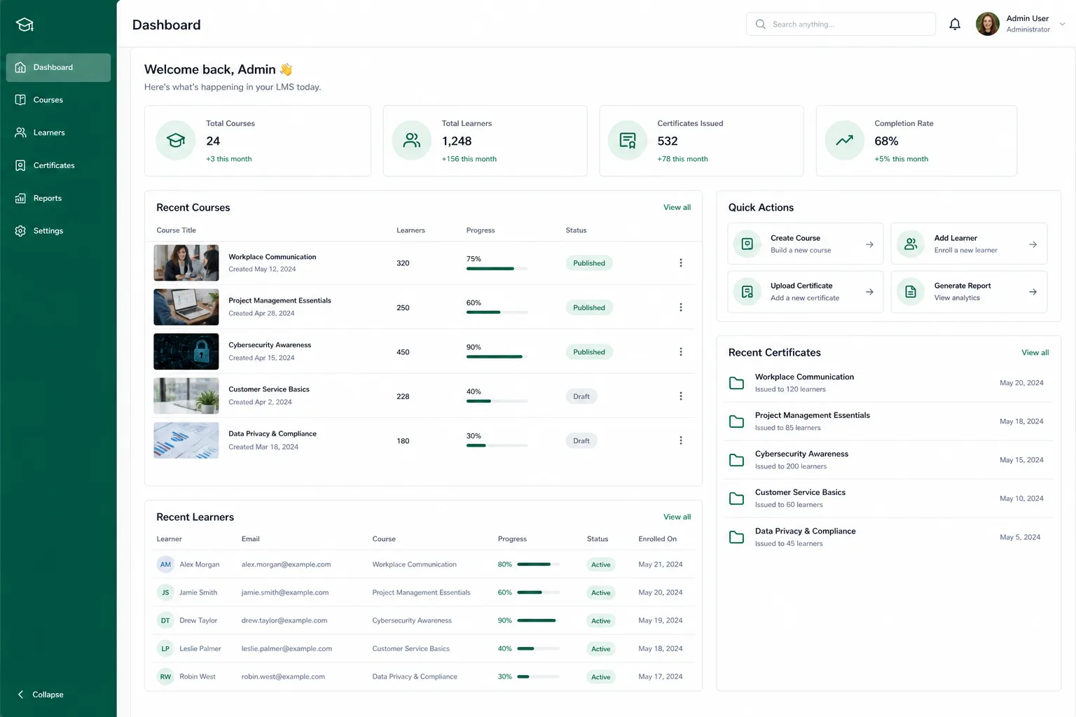 Apps Like Absorb LMS inspired corporate training software preview