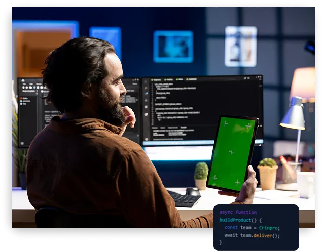 Team of AI engineers collaborating on coding tasks