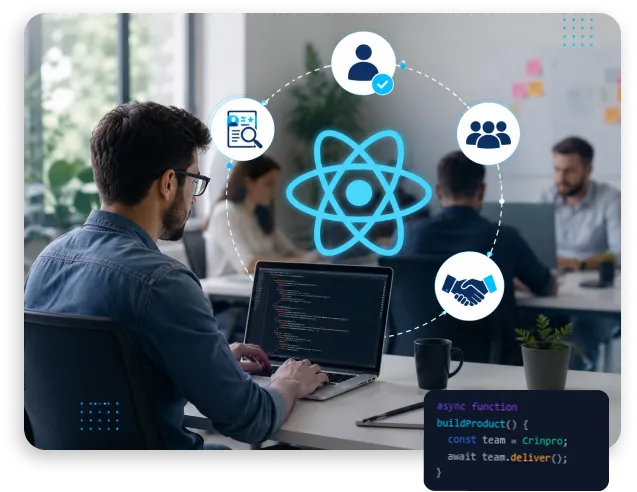 Team of AI engineers collaborating on coding tasks