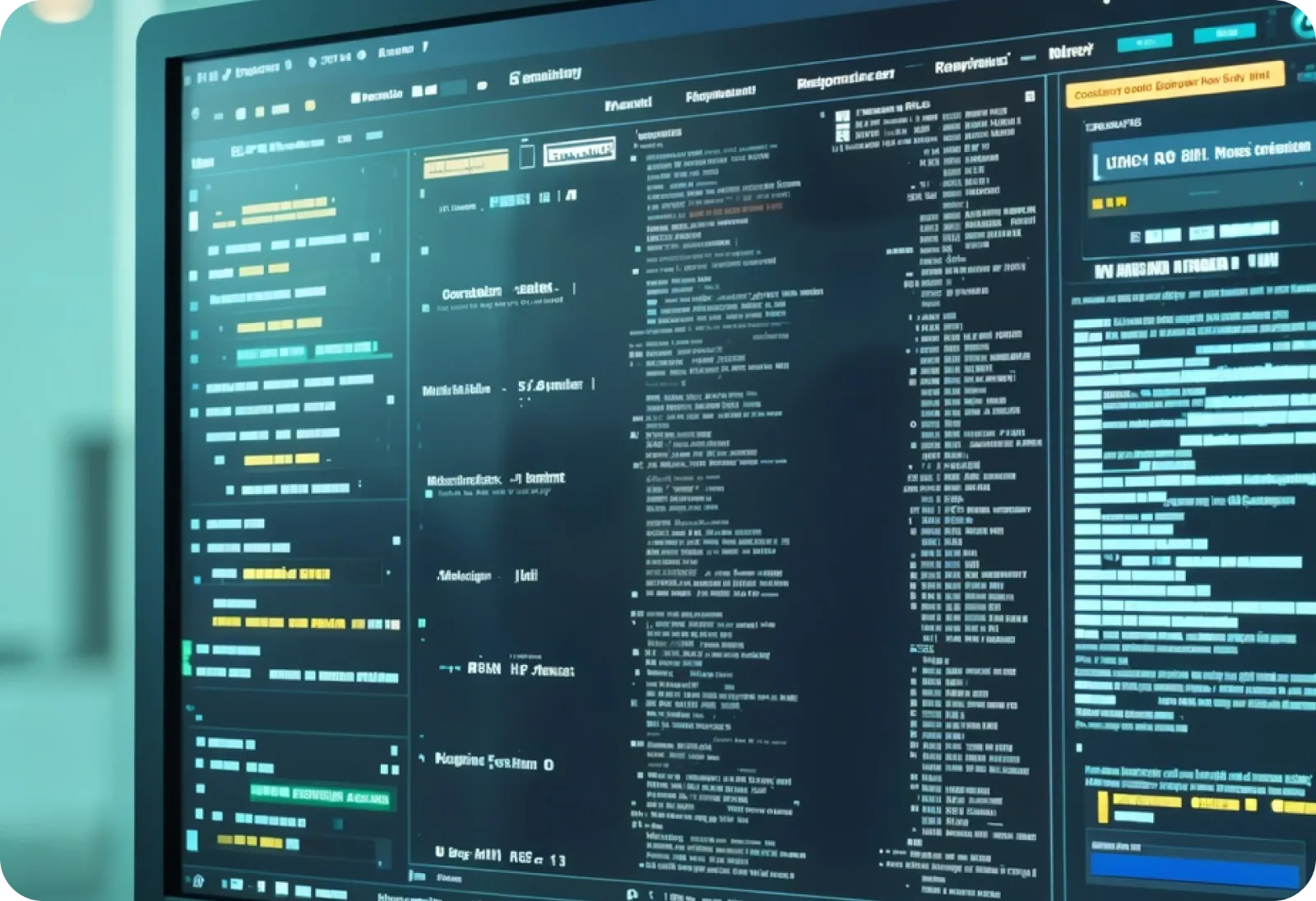 Web development dashboard with code on screen