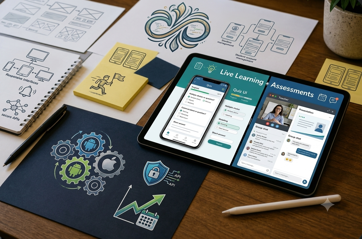 Education app support, LMS management, and learning analytics