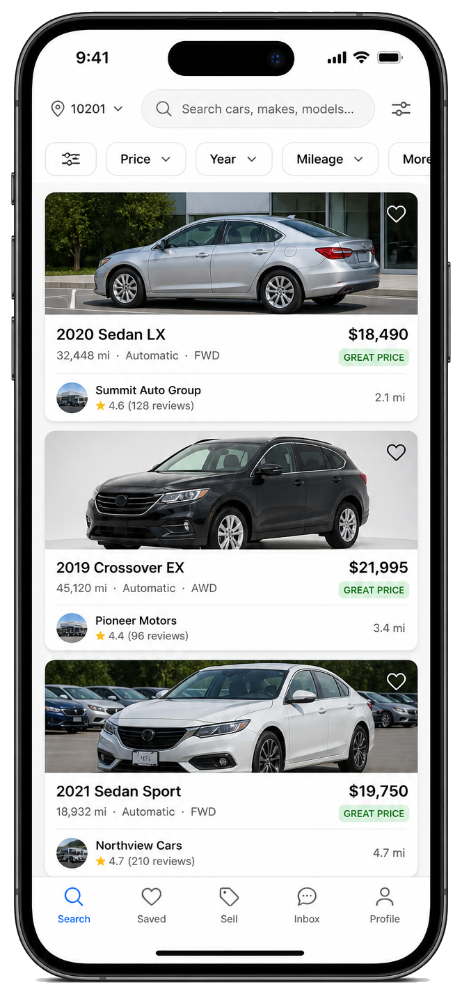 Car listings clone app