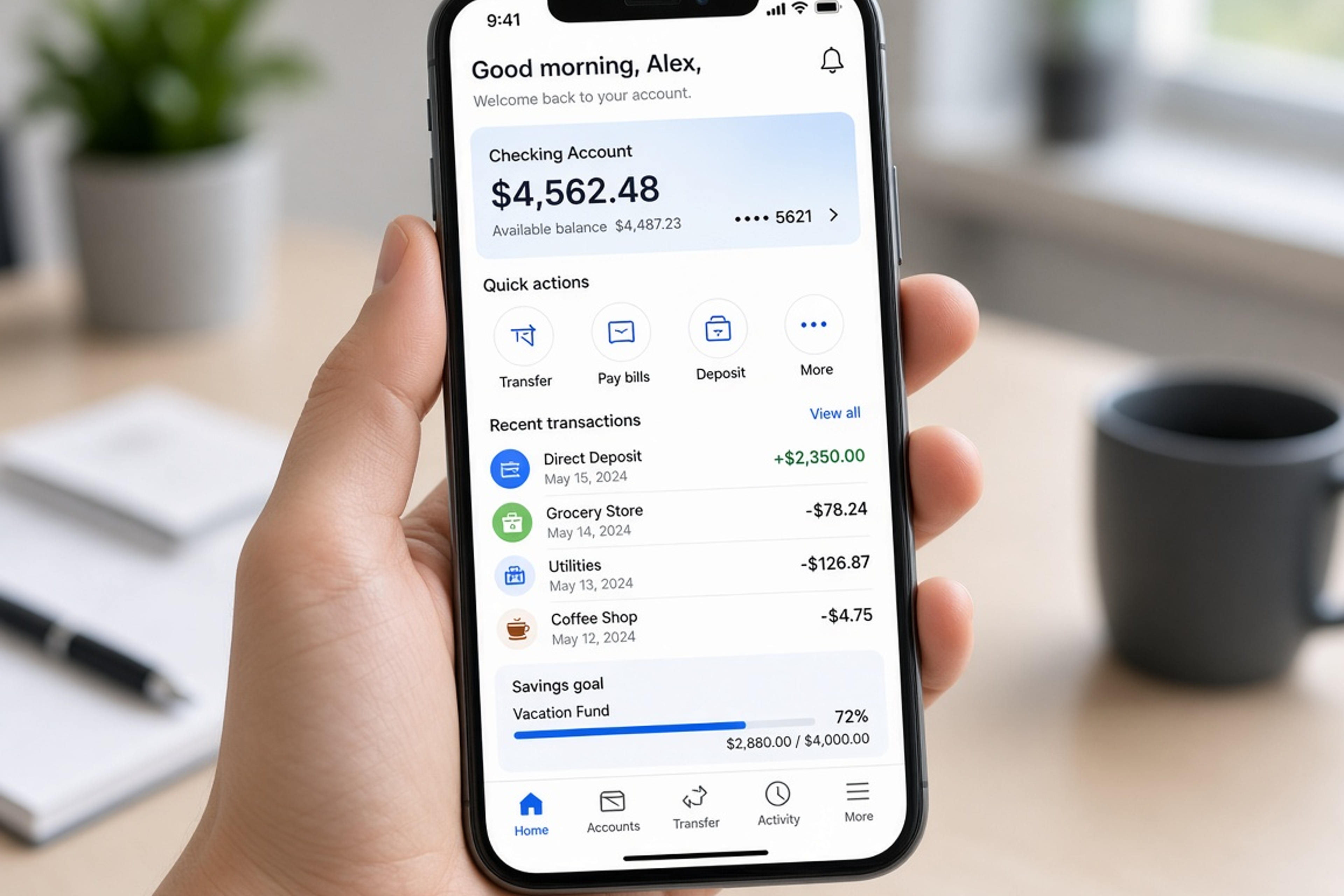 Banking user panel features