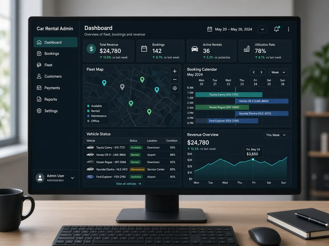 Car rental admin panel dashboard