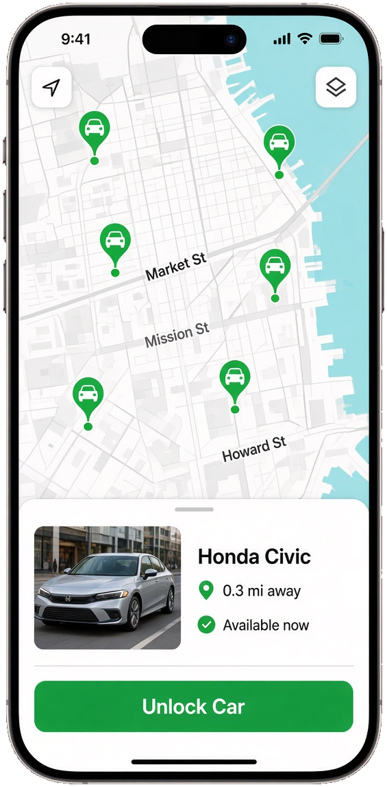 Zipcar clone car sharing app
