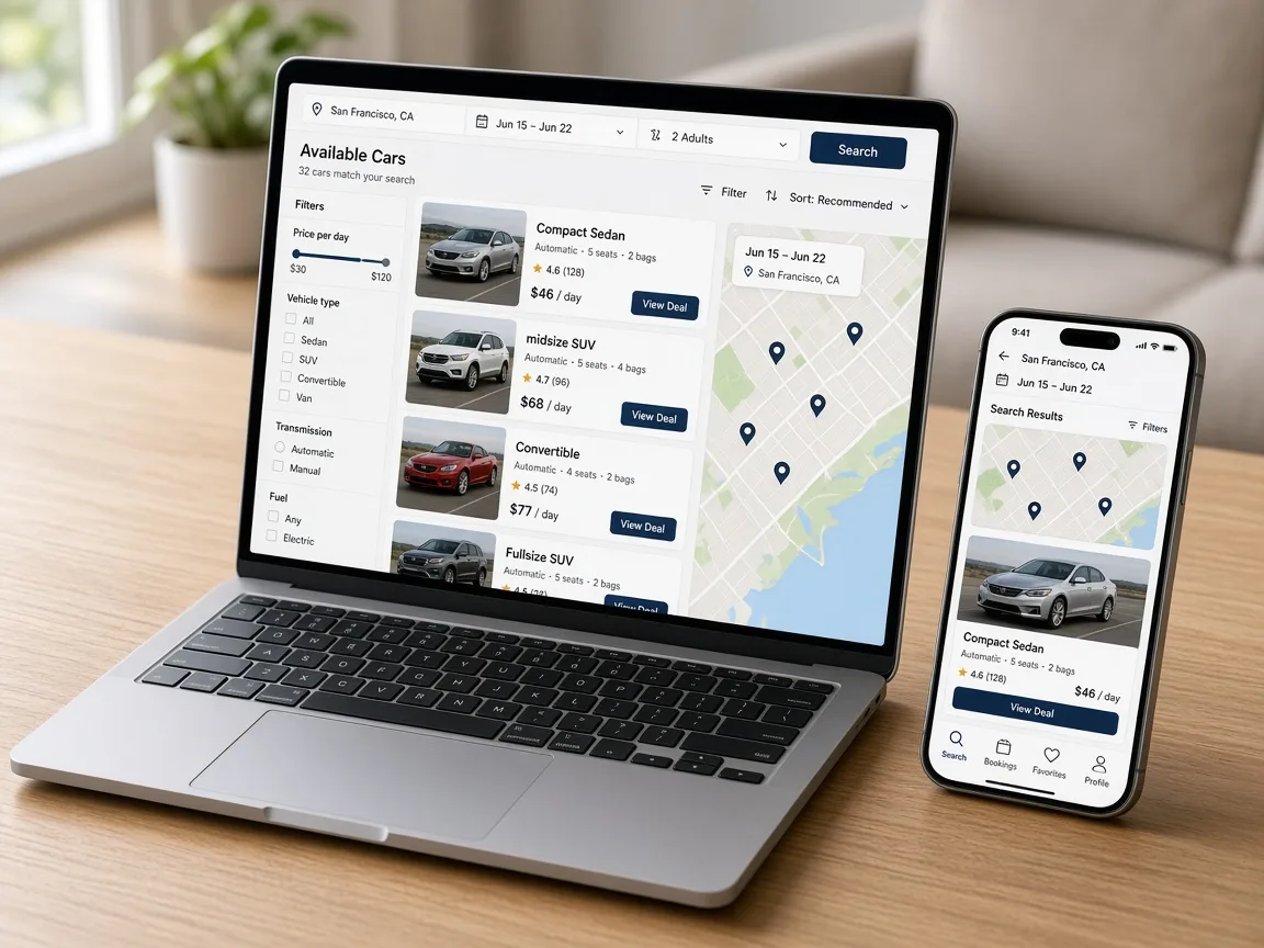 Car rental app development and booking workflow