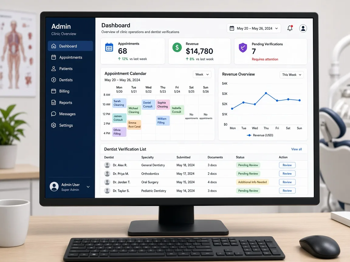 Dental clinic admin dashboard