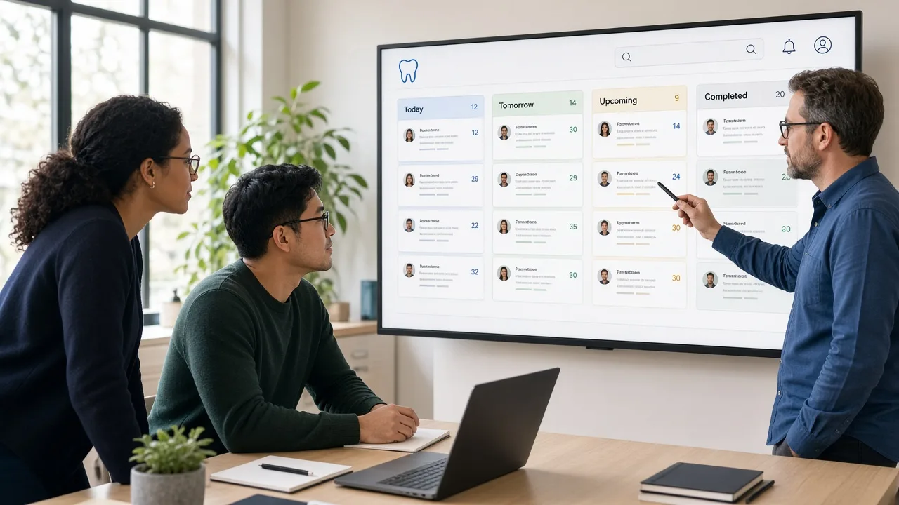 Developers reviewing a dental clinic dashboard