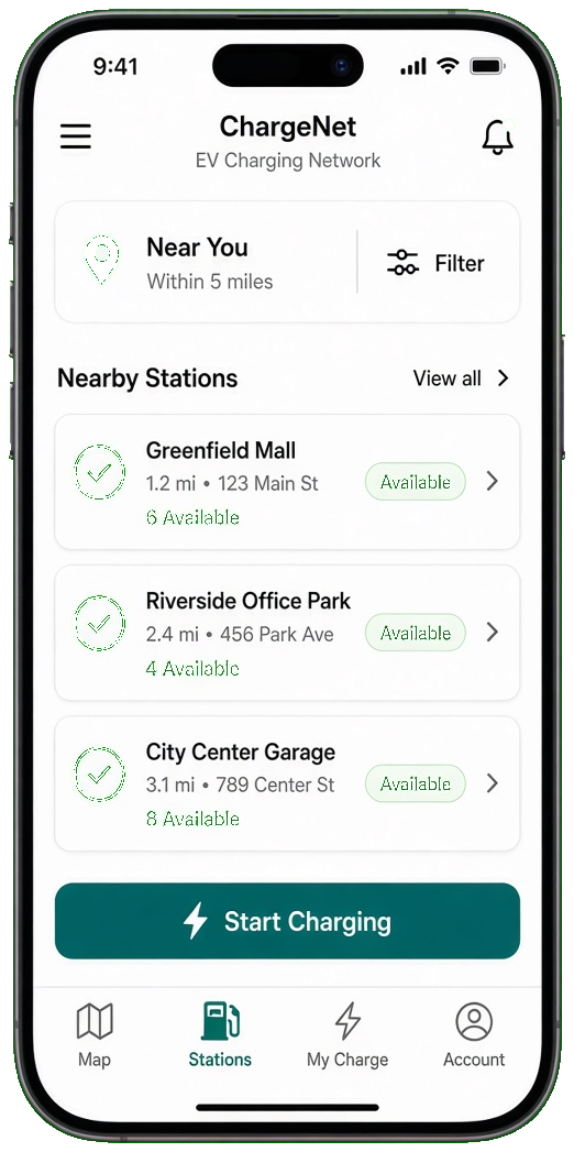 ChargePoint clone EV charging app