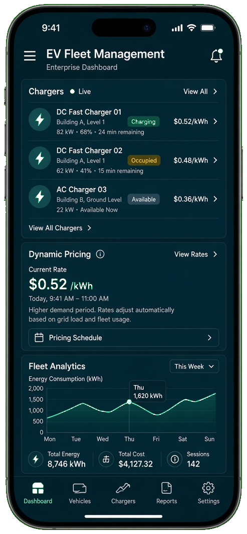 Driivz clone EV fleet management app