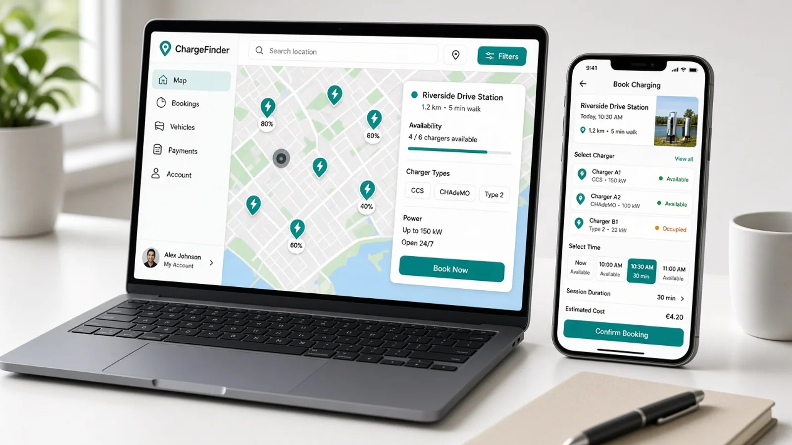 Electric vehicle charging software and CSMS screens