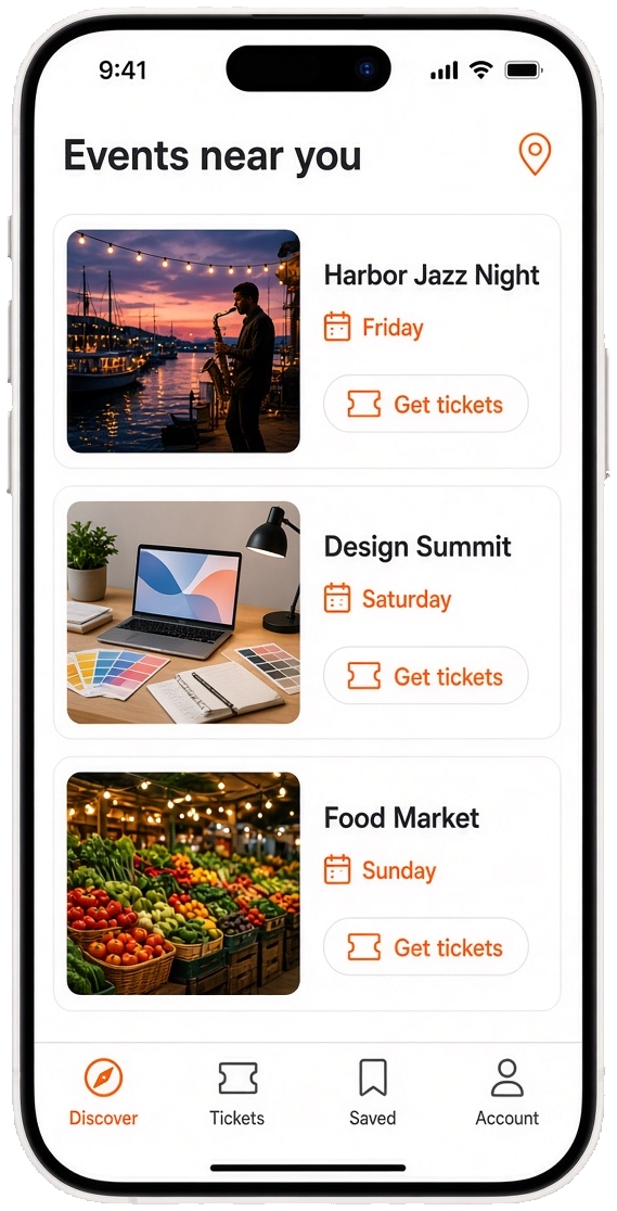Eventbrite clone event discovery and ticket sales app
