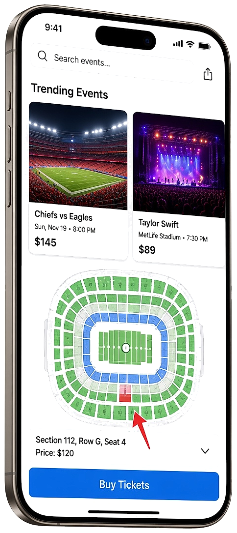 StubHub clone ticketing app