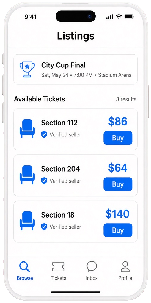 StubHub clone ticketing app