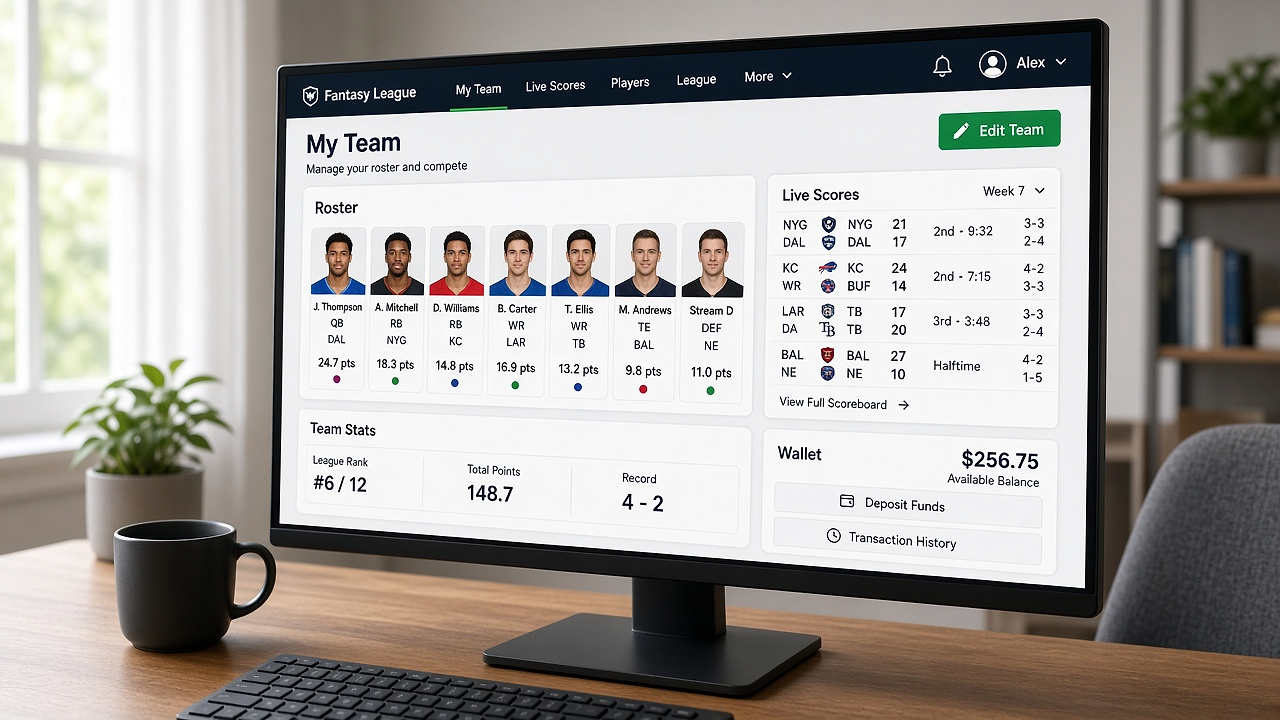 Fantasy sports user panel features