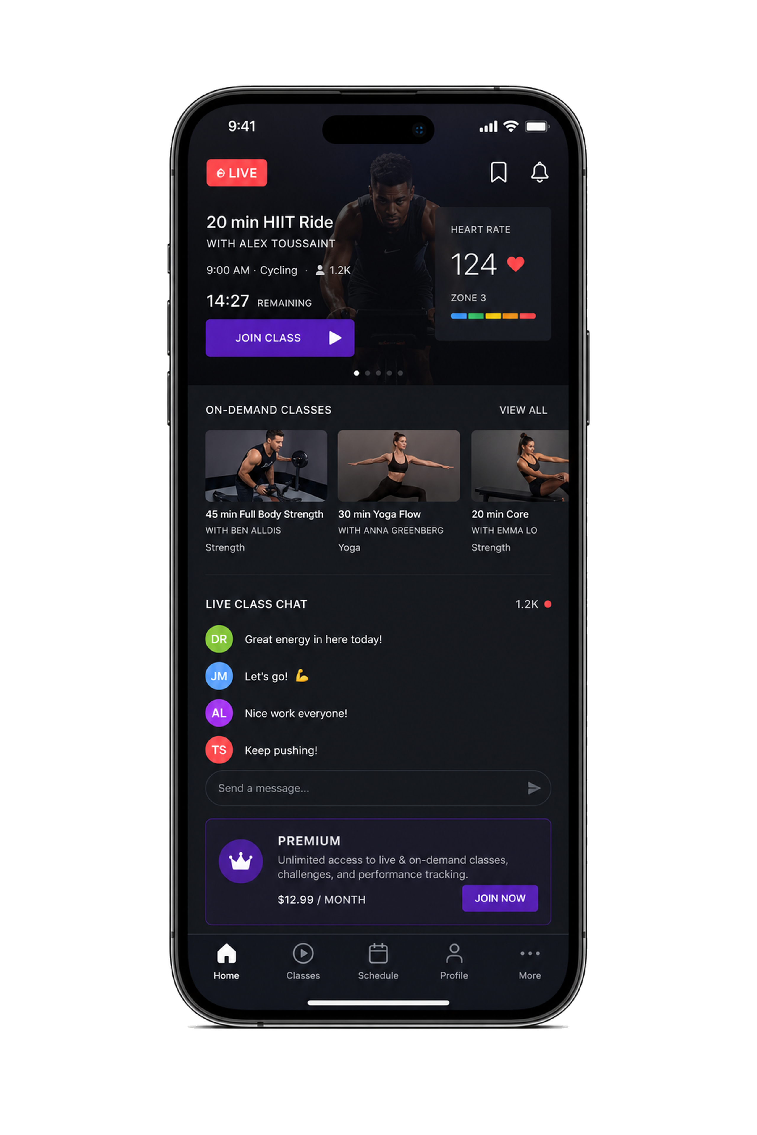 Peloton clone live class fitness app
