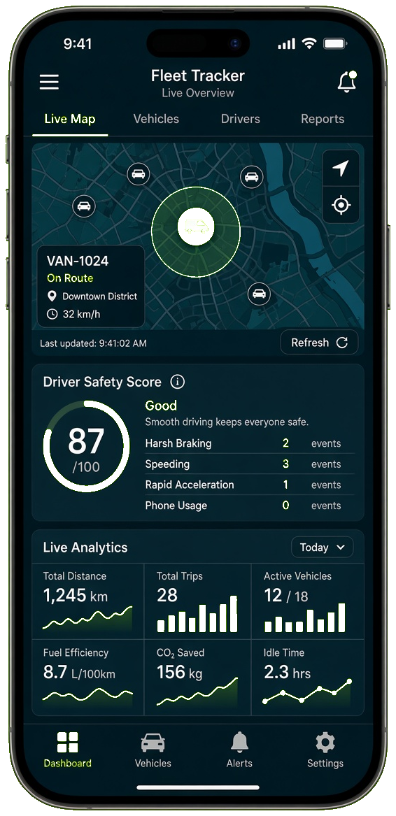 Samsara clone GPS fleet tracking app