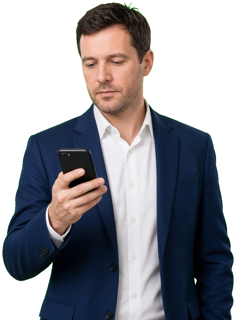 Fleet software expert holding a GPS tracking app
