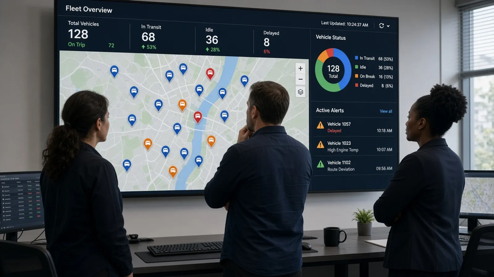 Fleet software team collaborating on GPS platforms