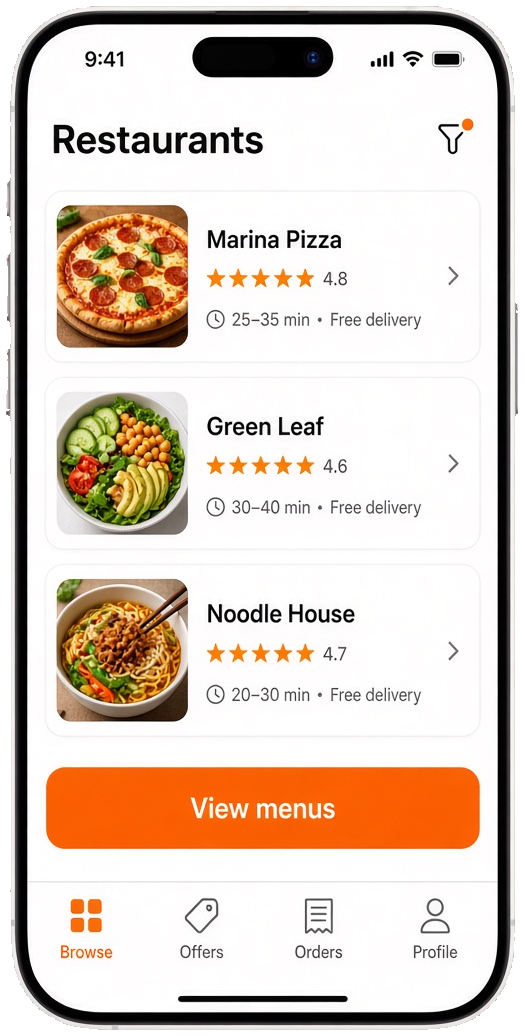 Just Eat clone restaurant marketplace app
