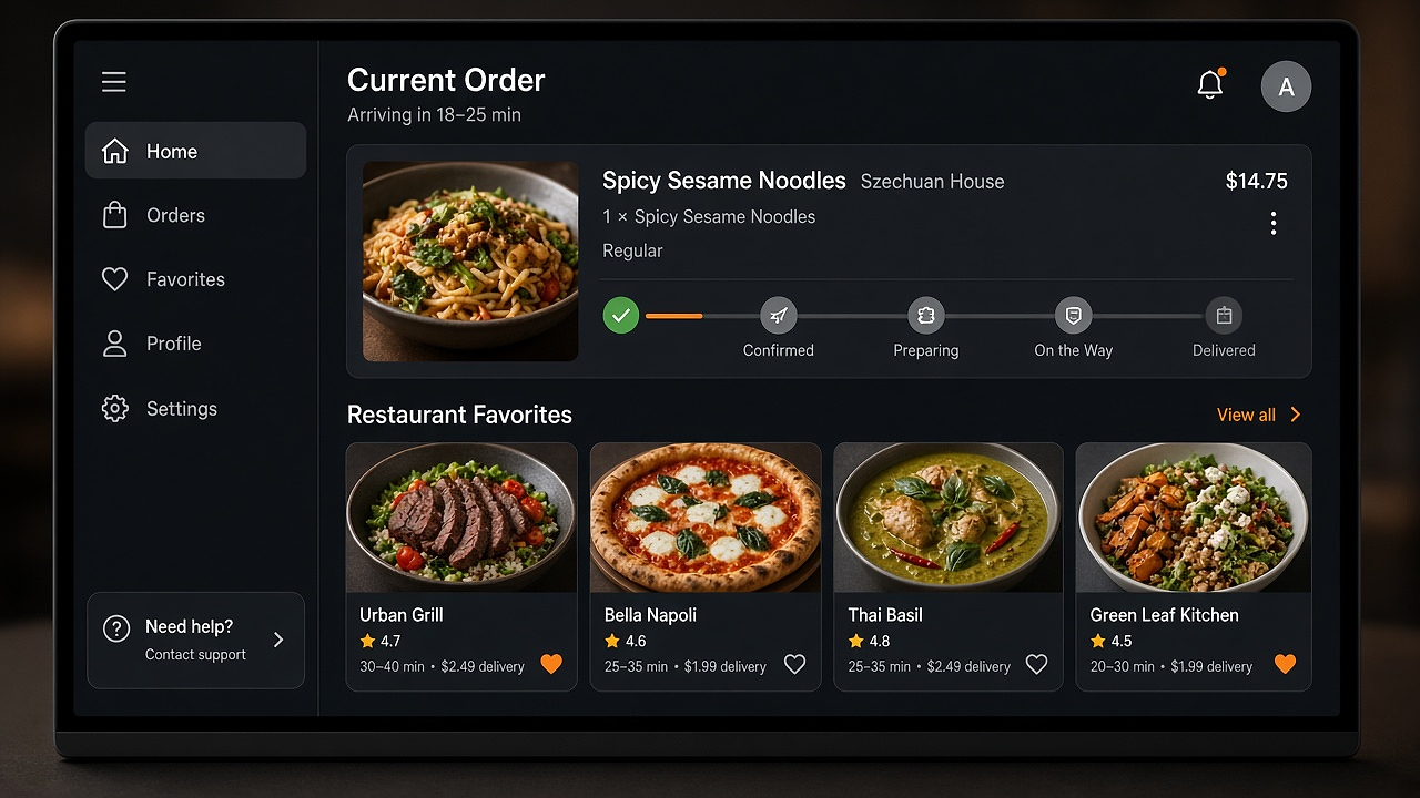 Food delivery user panel features