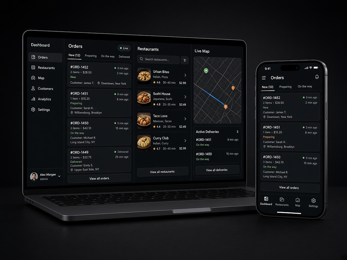 Food delivery website development
