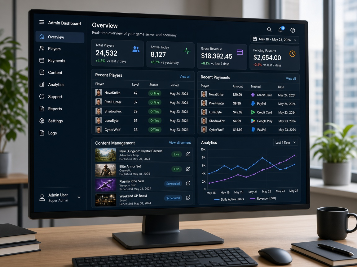 Game admin panel features