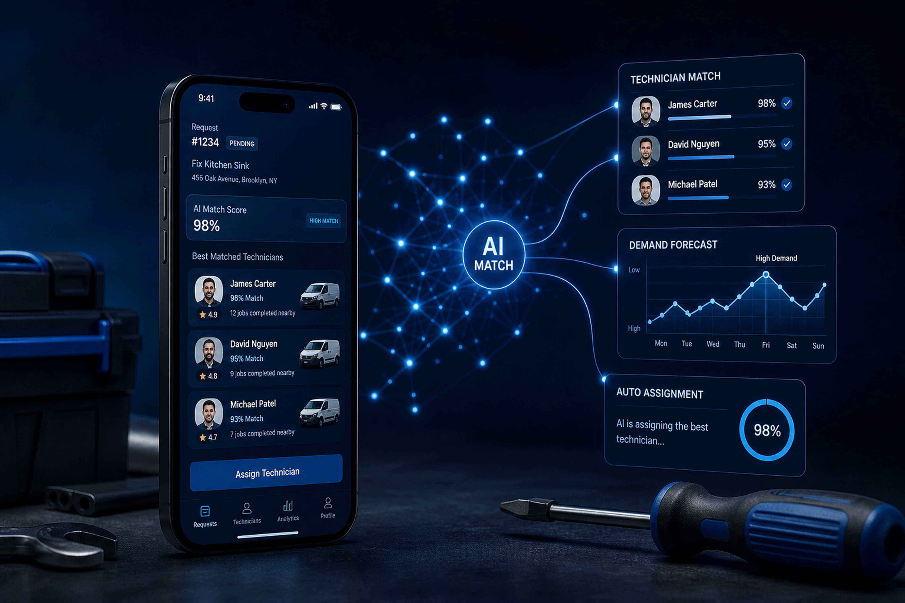 AI-powered handyman app matching and scheduling