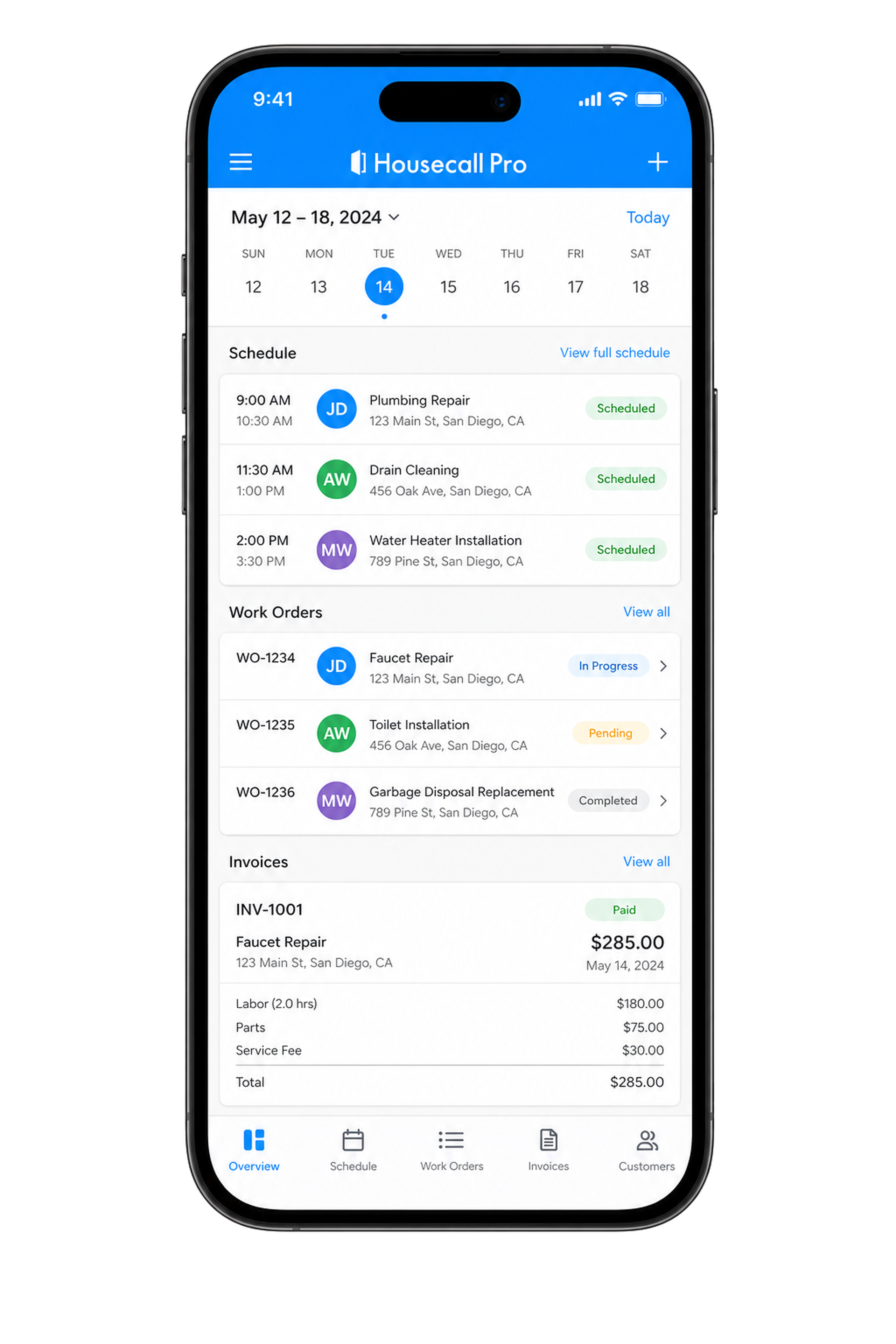 Housecall Pro clone contractor app