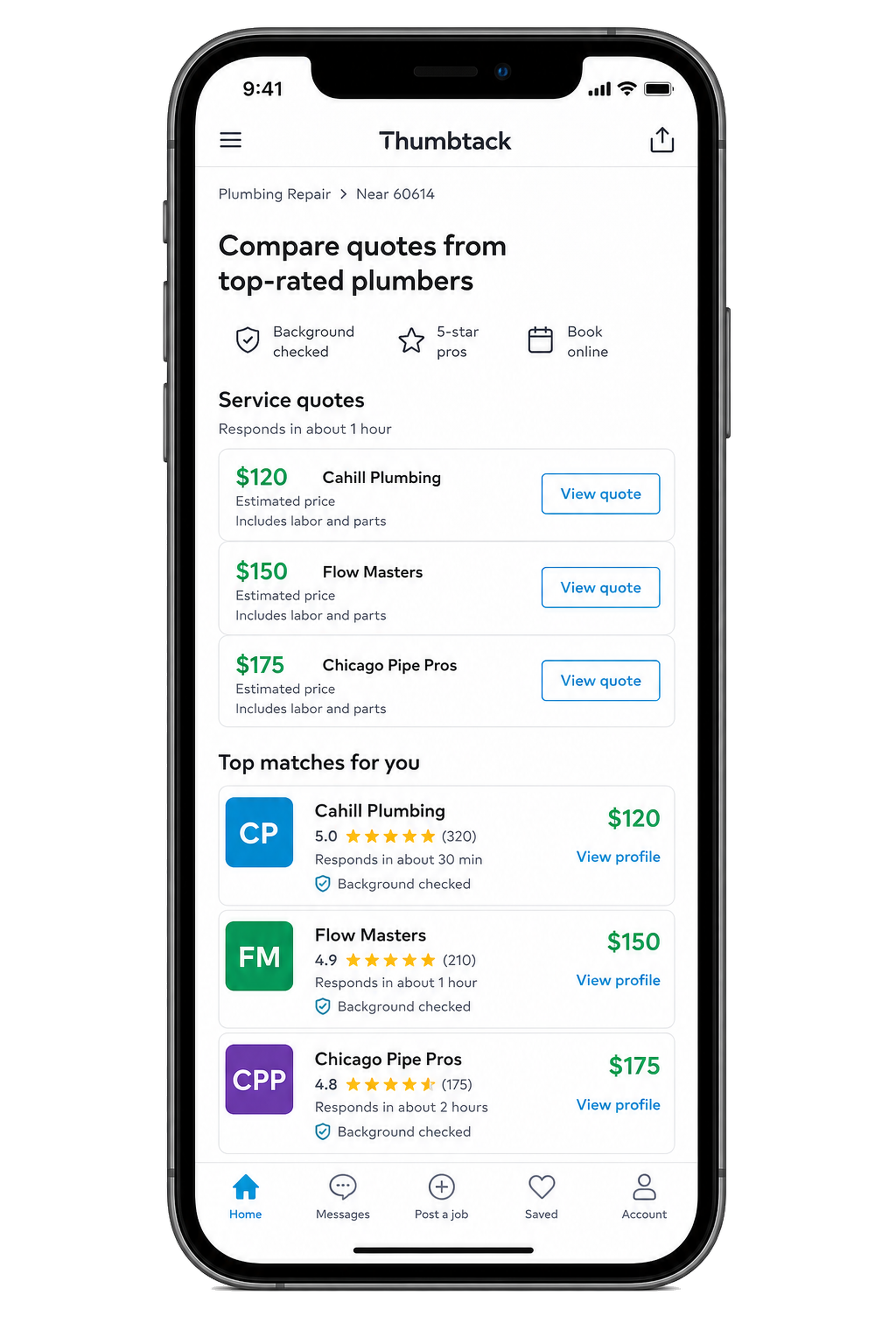 Thumbtack clone handyman matching app