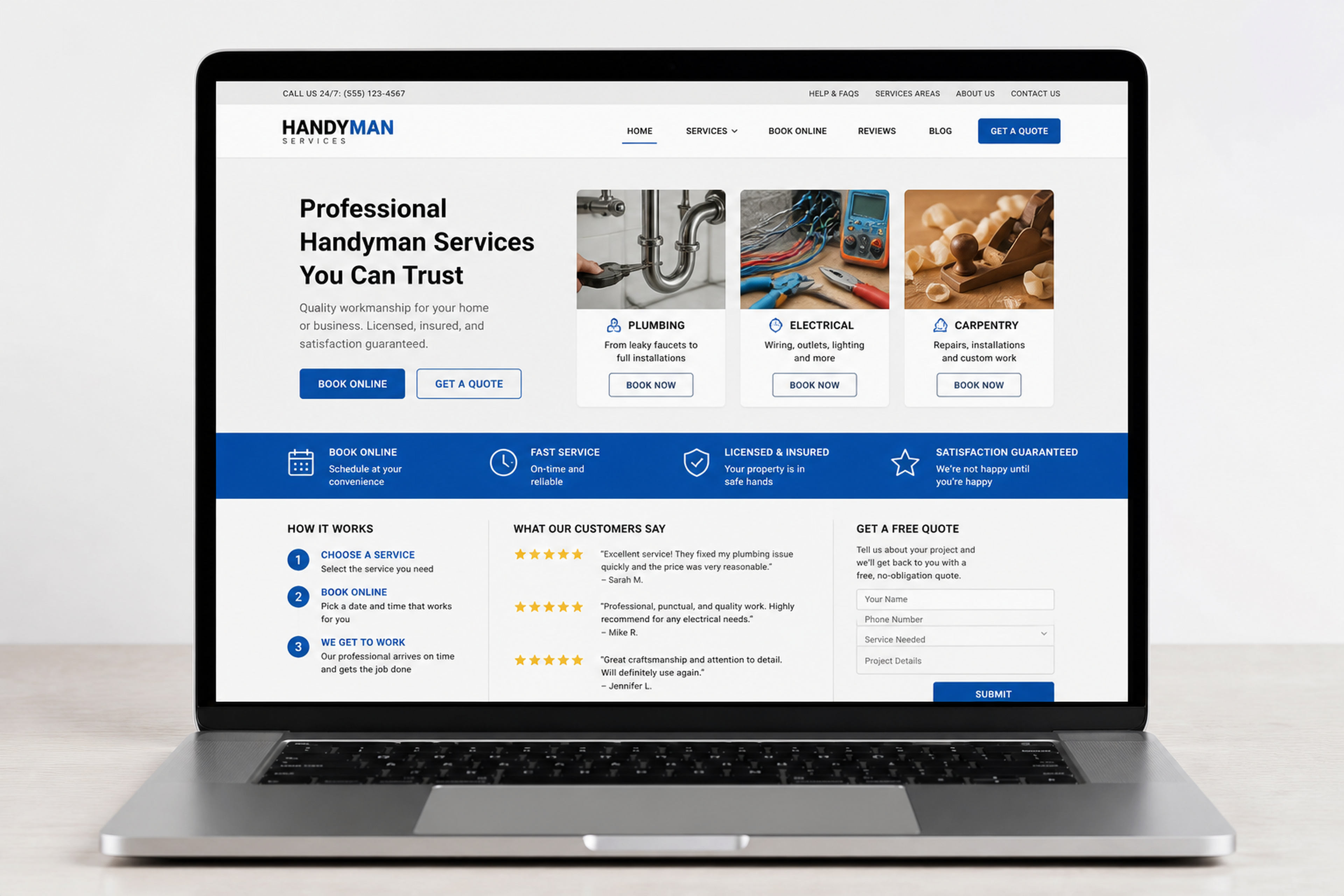 Handyman website with service booking and provider profiles