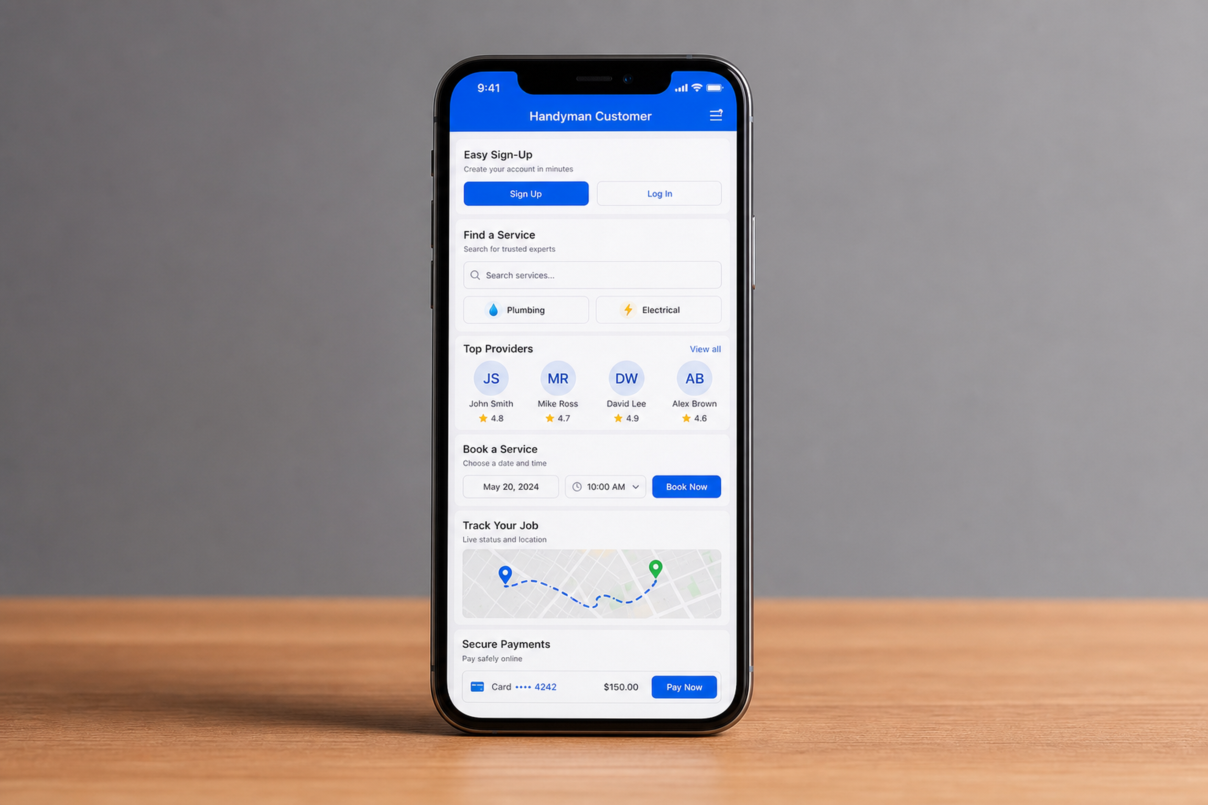 Handyman user panel features