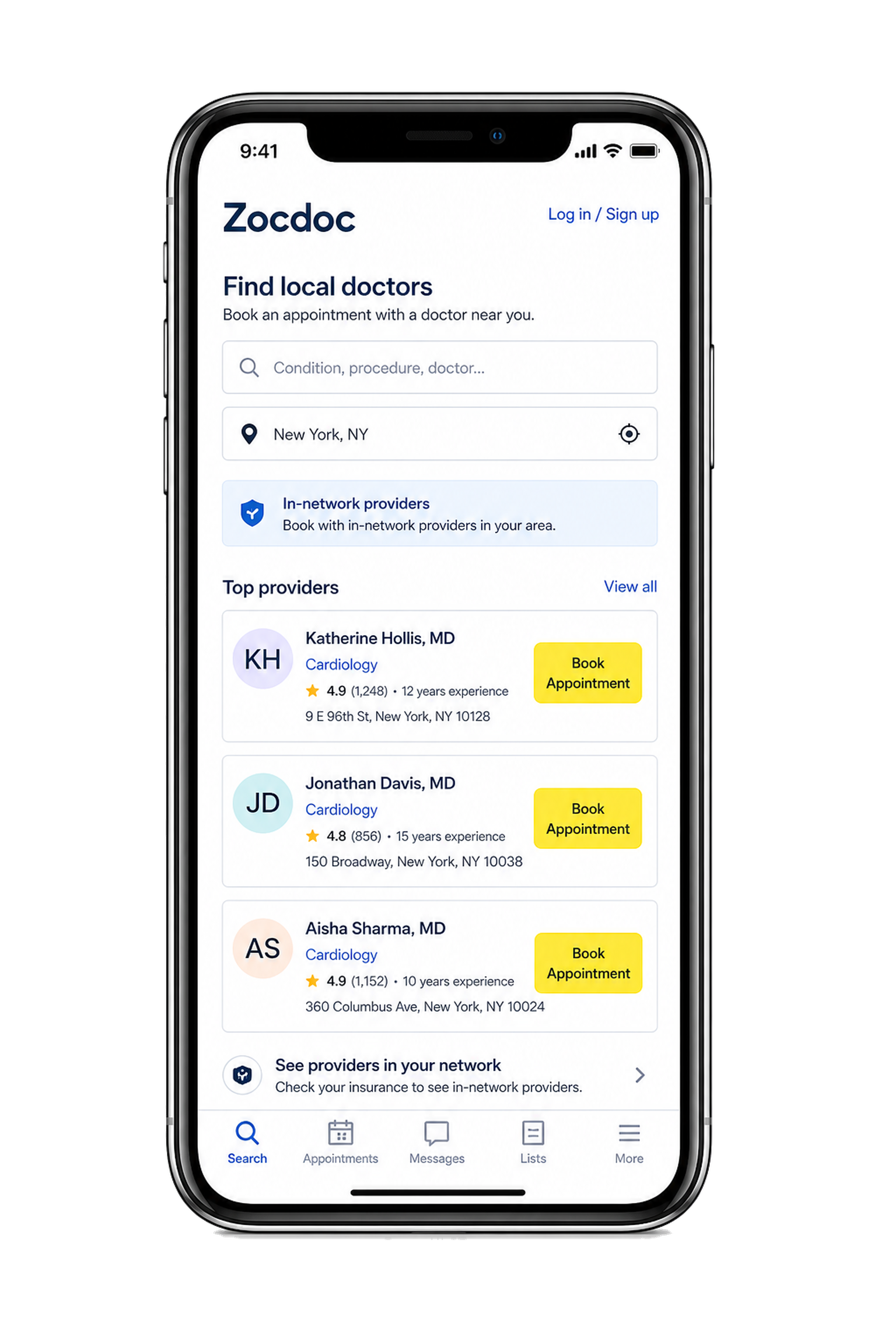 Zocdoc clone doctor booking app