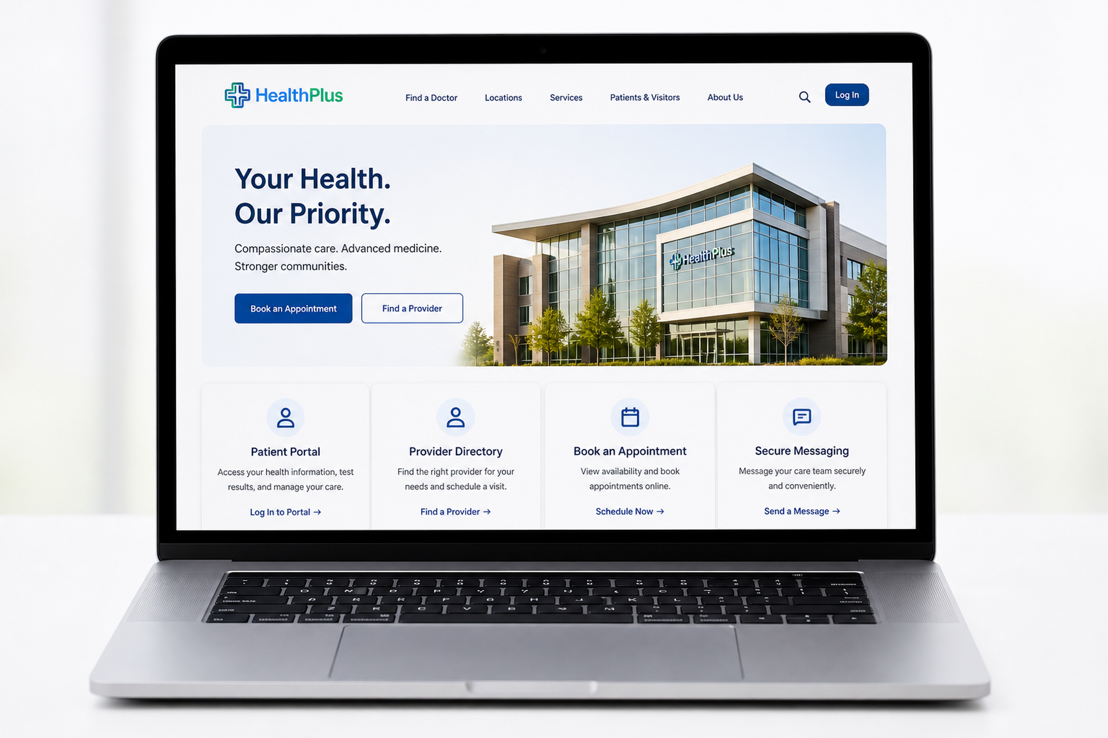 Healthcare website with patient portal and appointment booking