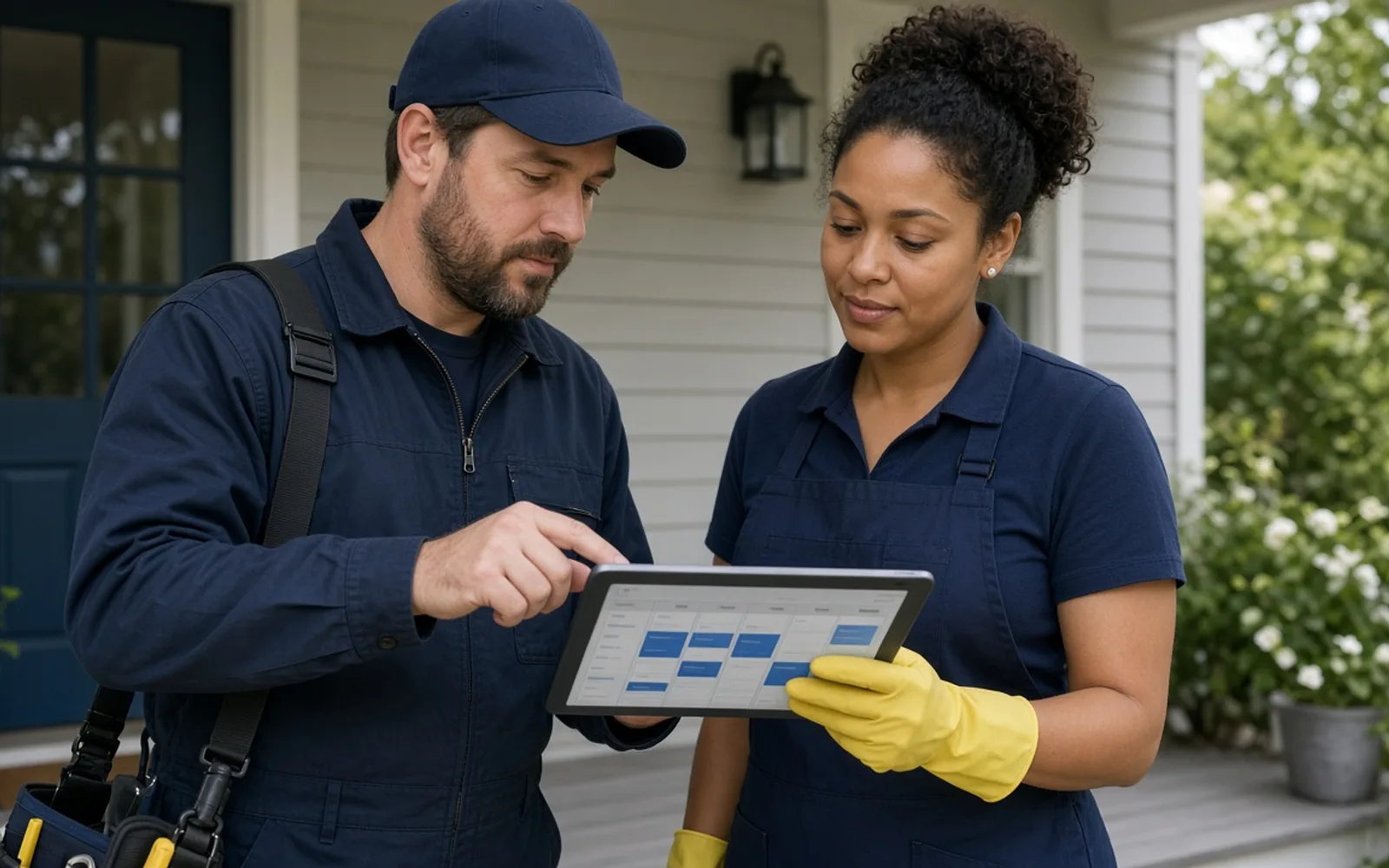 Home service app booking and provider management screens