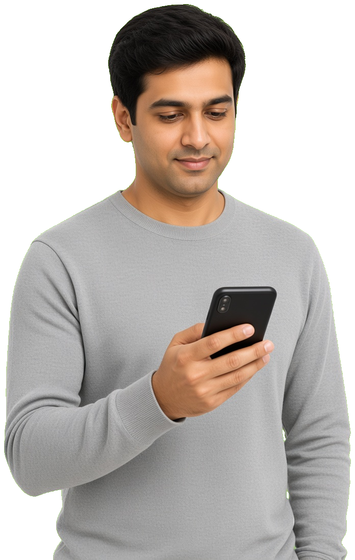 Home service app expert holding a mobile app