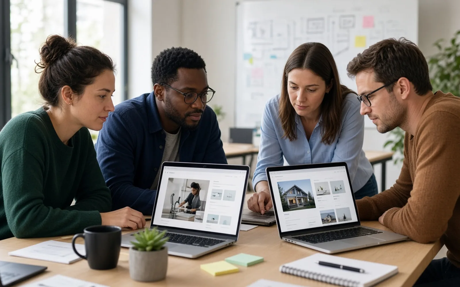 Home service app team collaborating on booking platforms