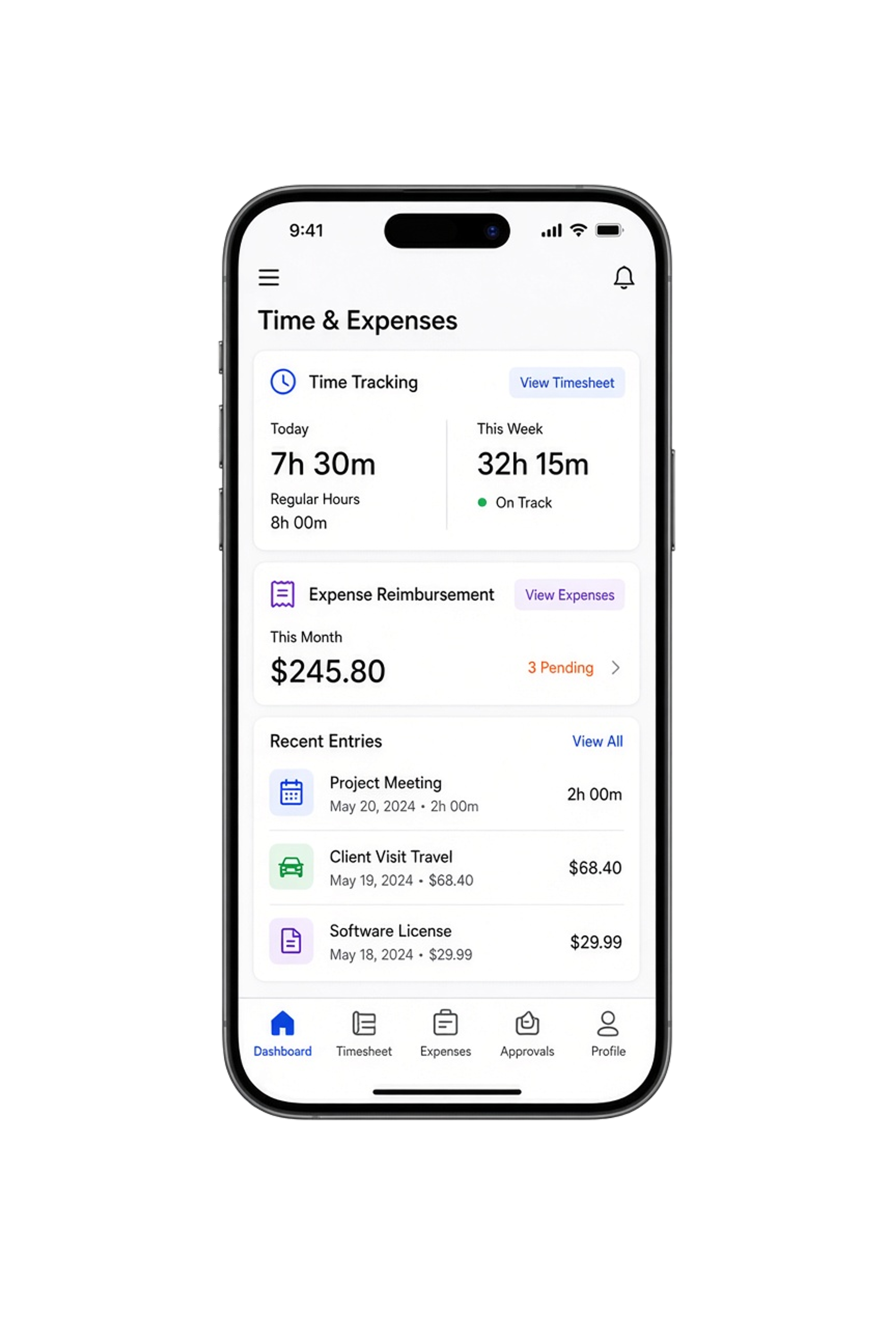 FreshBooks clone time tracking HR app