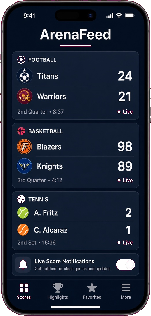 Yahoo Sports clone live scoring app
