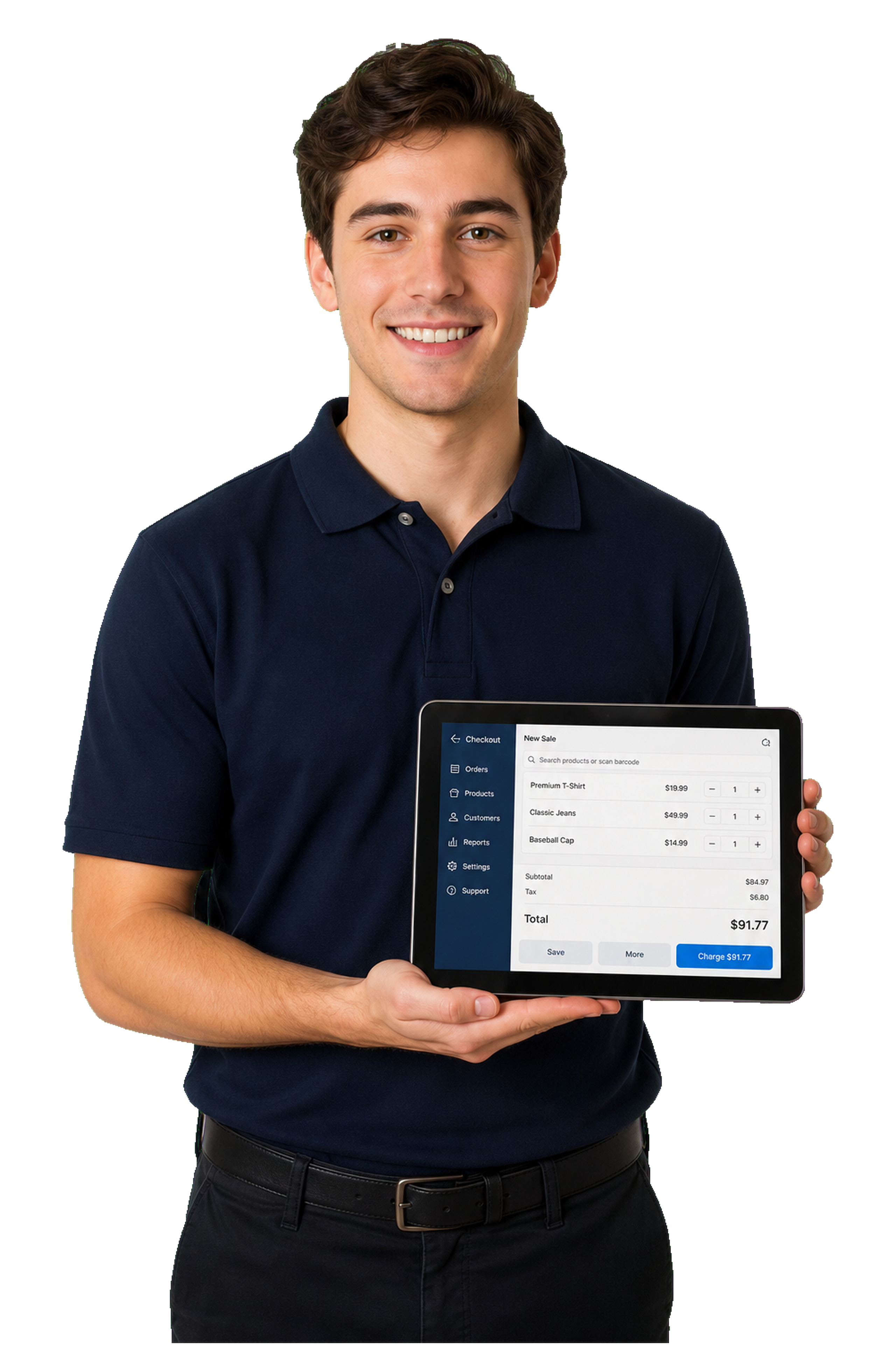 Store associate using a retail POS tablet