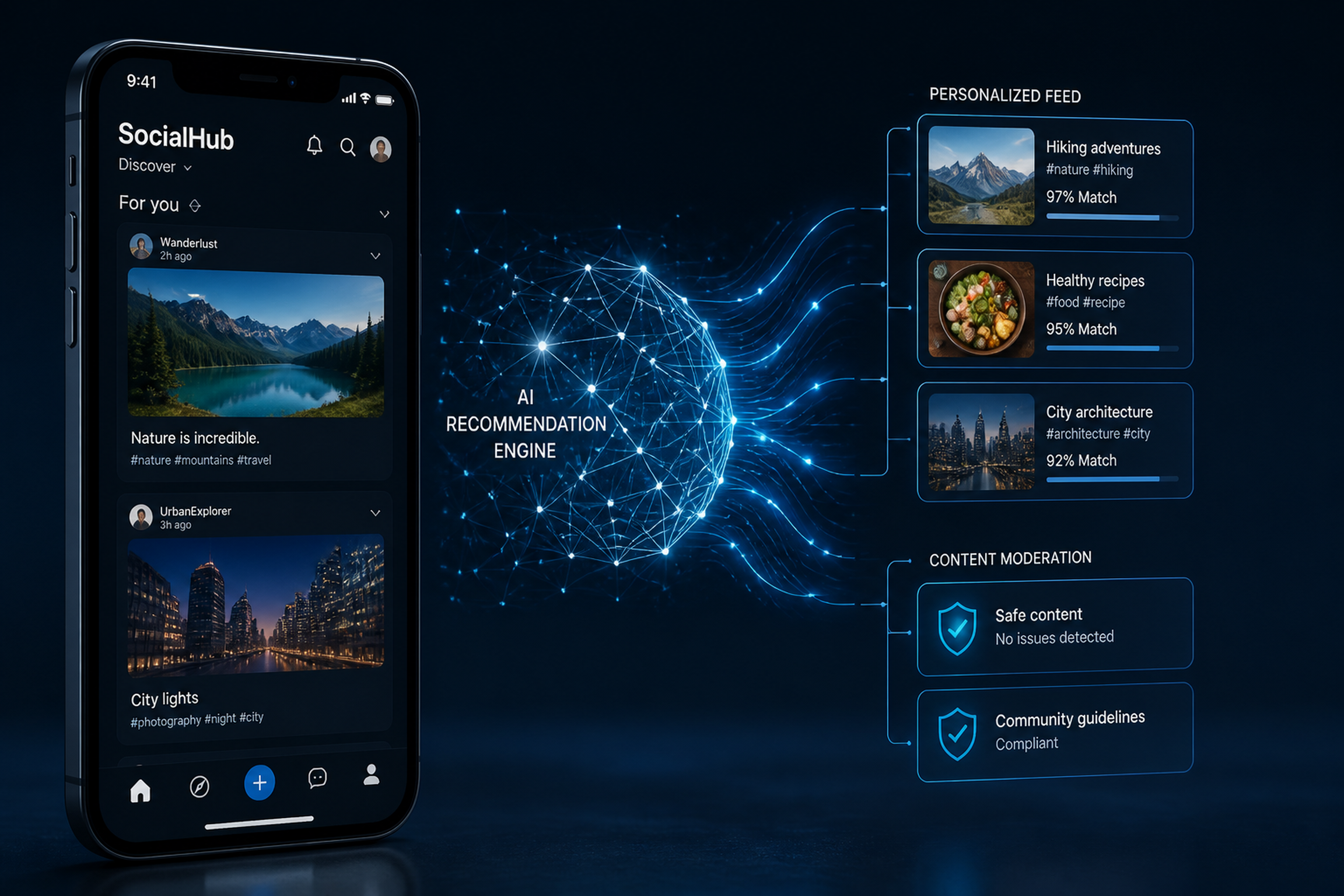 AI-powered social media app features