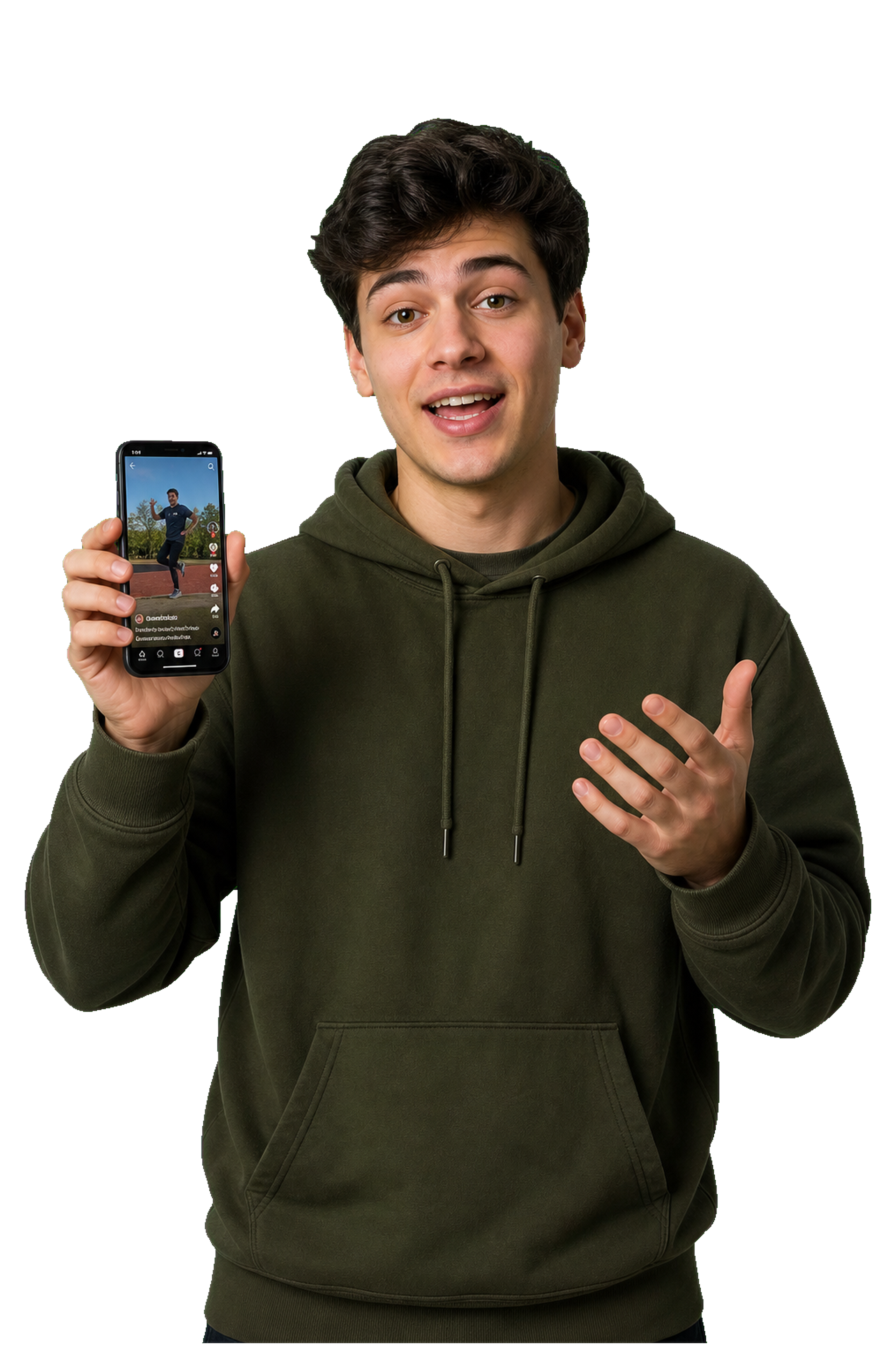 Social media content creator with a phone