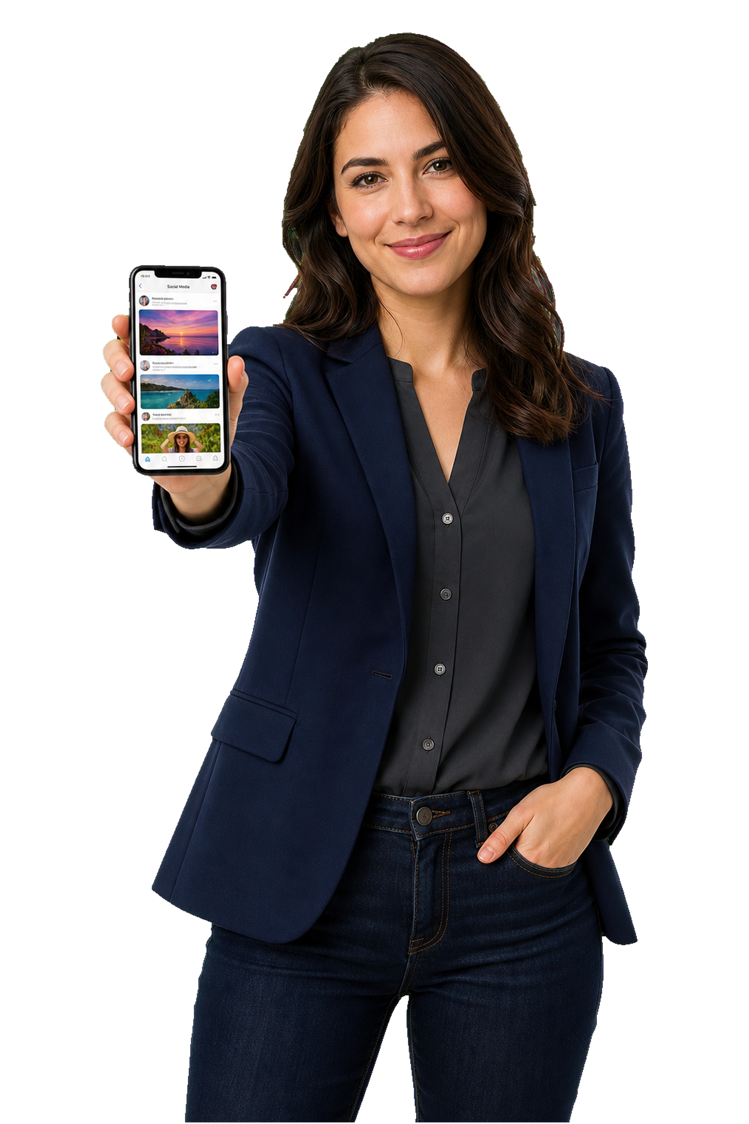 Social media user holding a phone