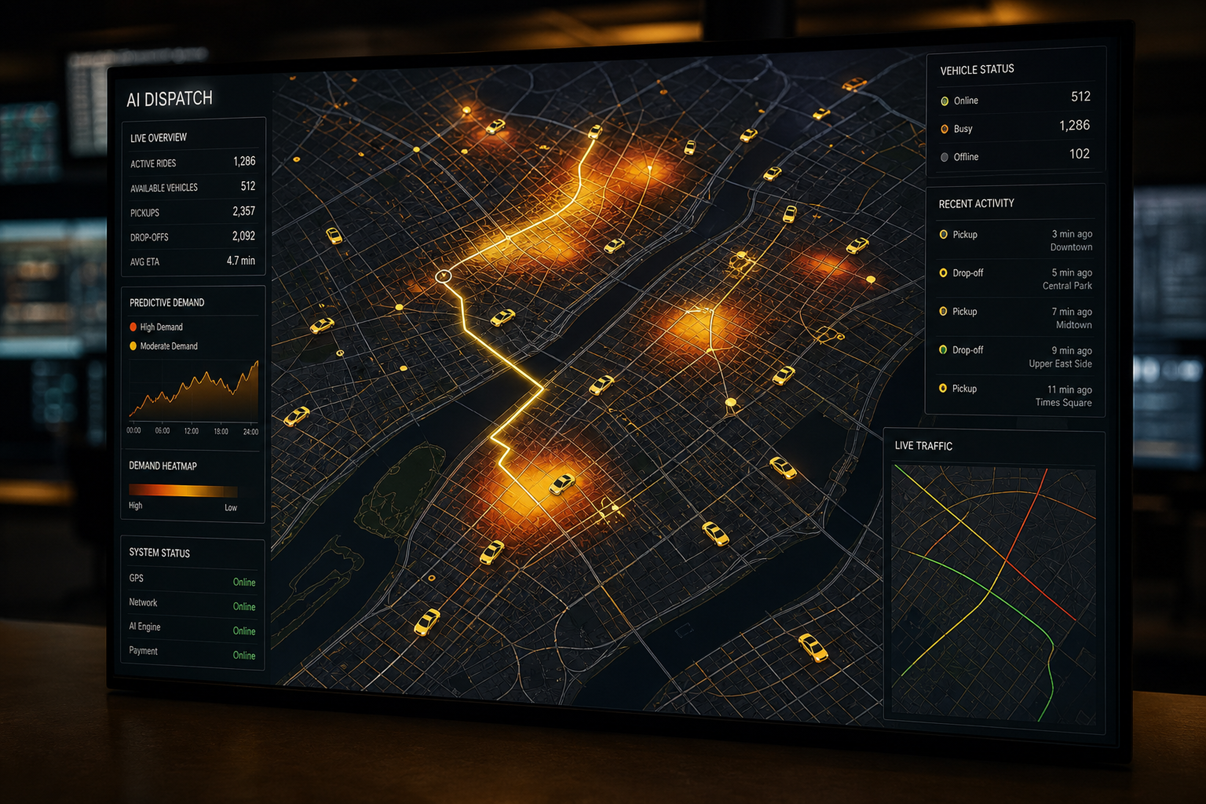 AI-powered taxi dispatch and ride matching