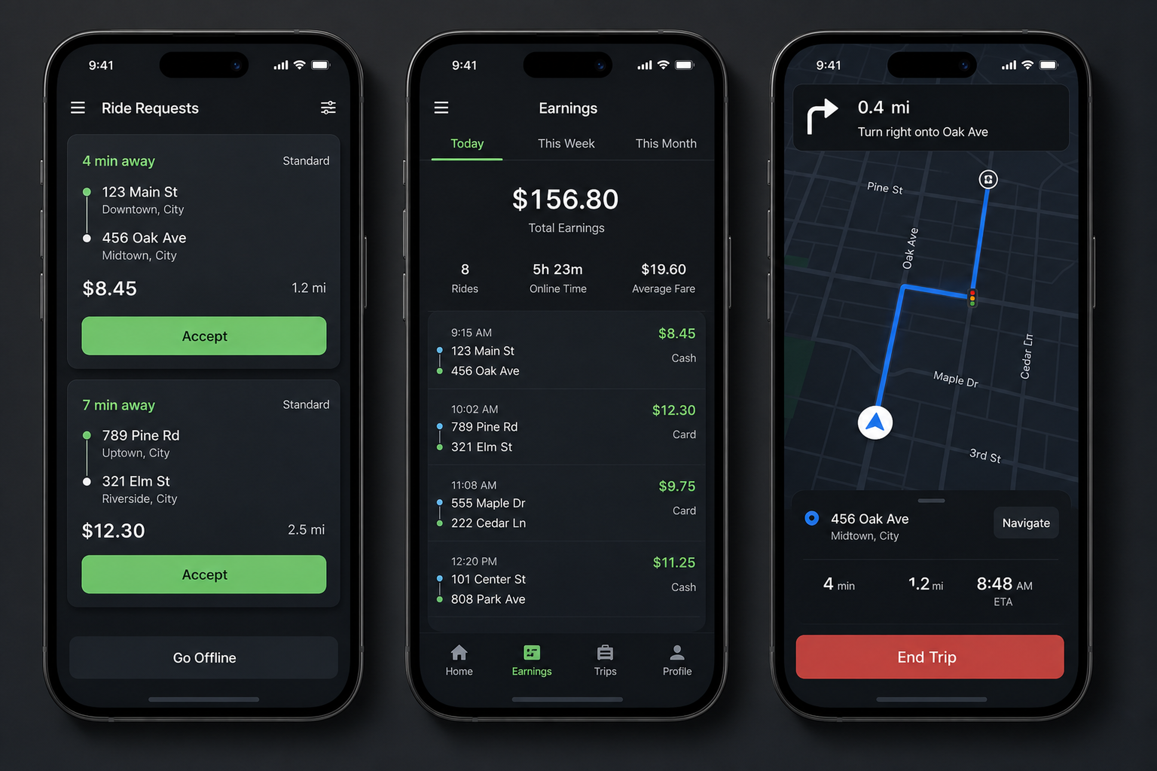 Taxi driver app features