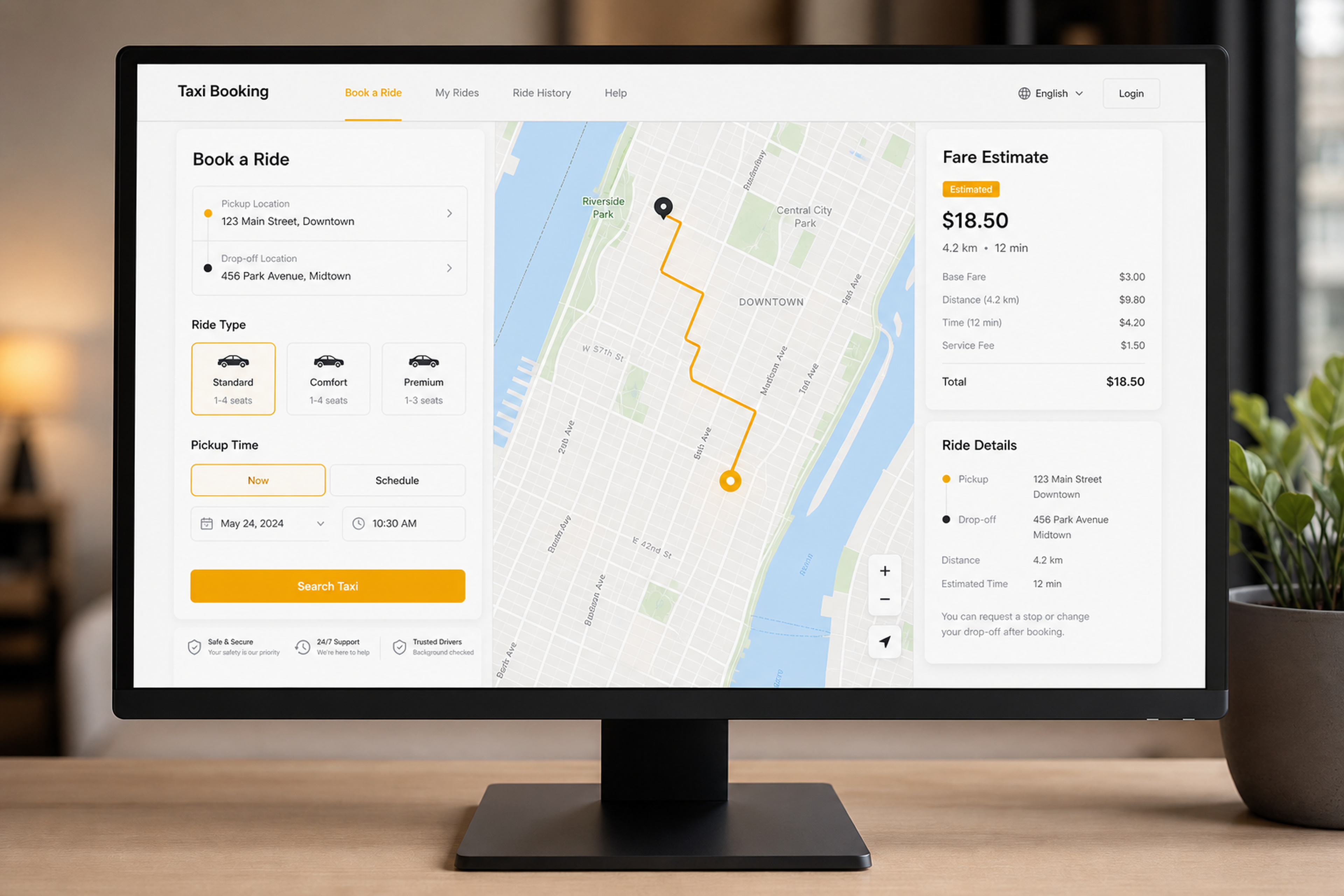 Taxi booking website development