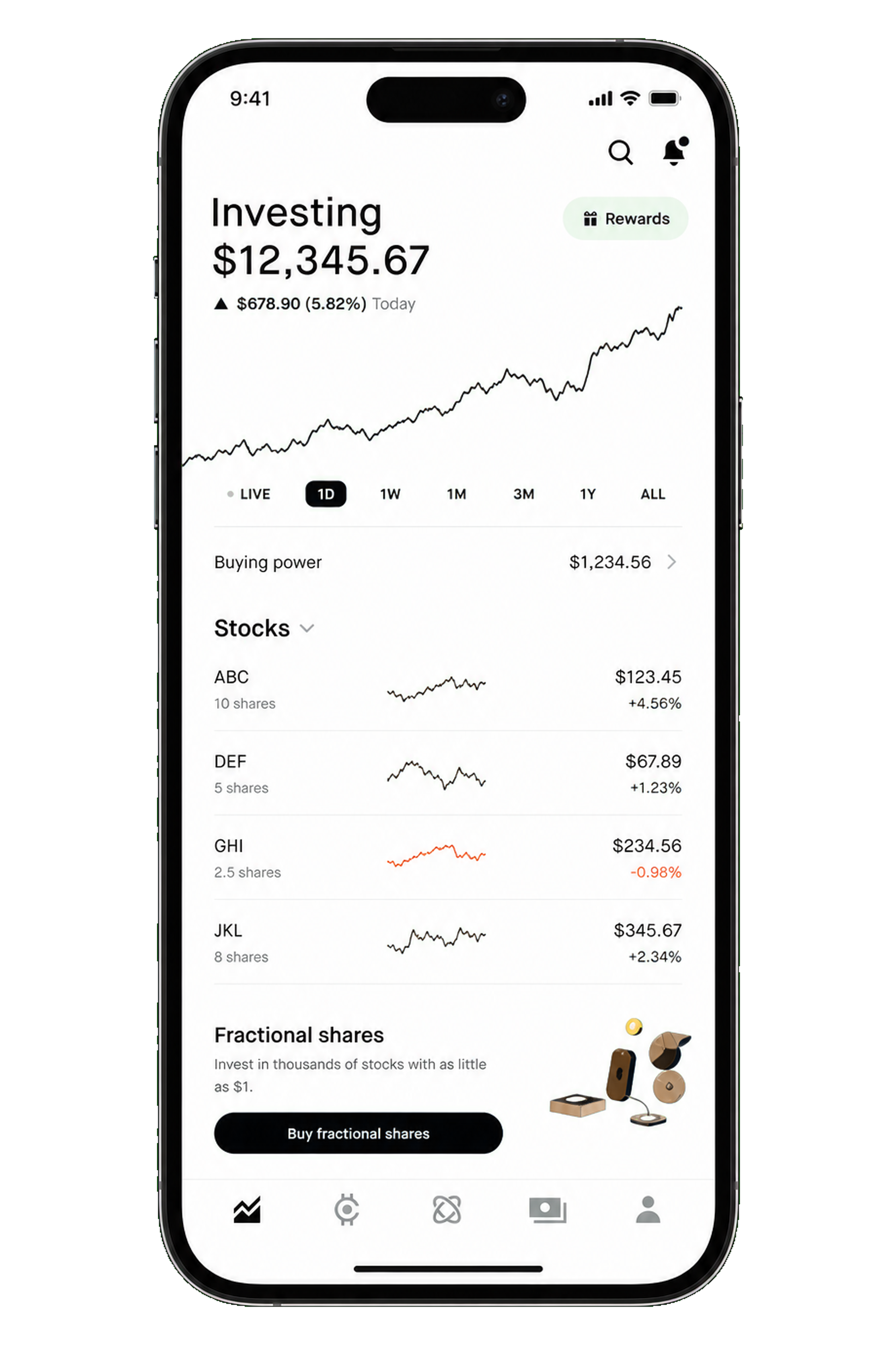 Robinhood clone investing app