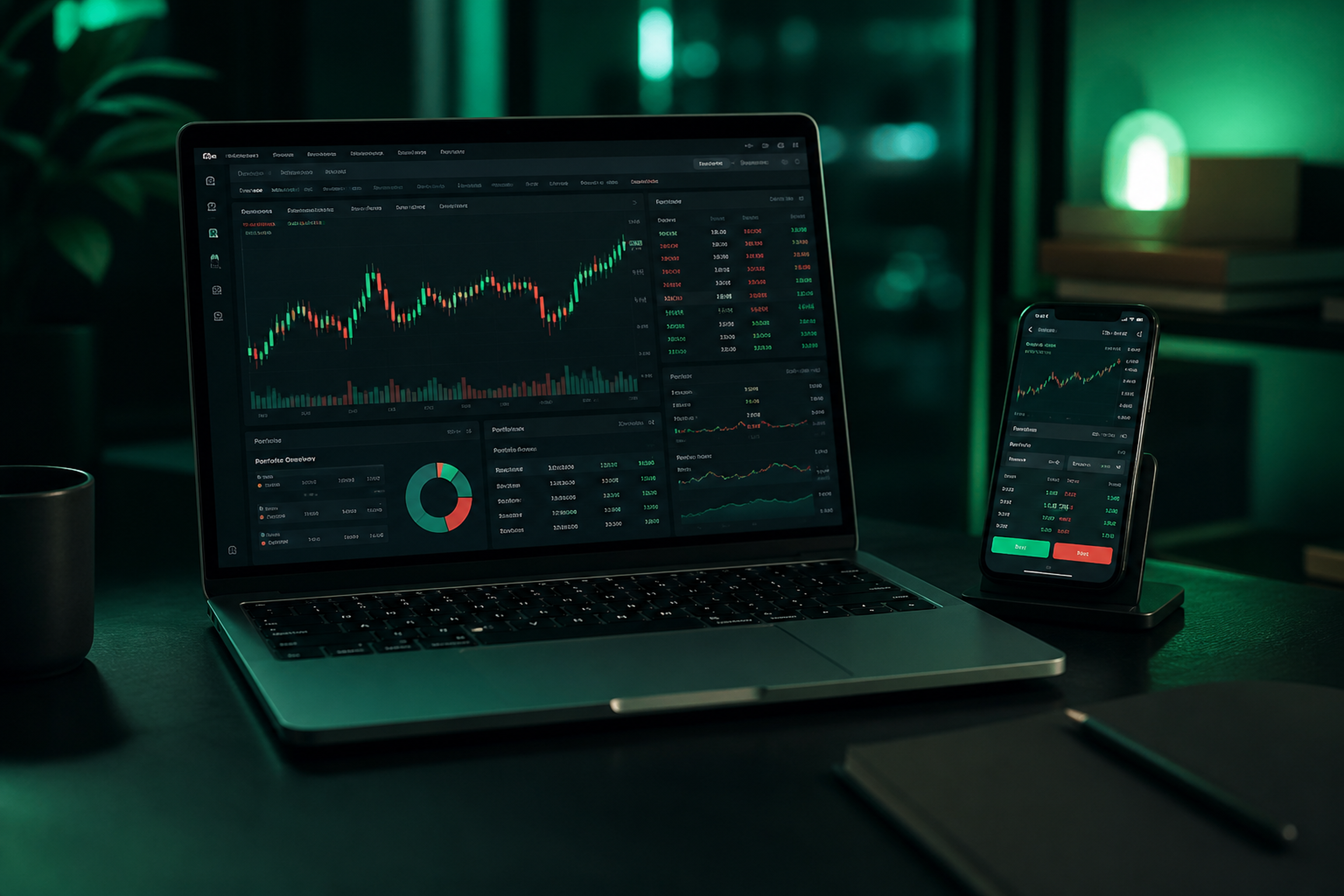 Stock trading dashboard with live market data and portfolio tools